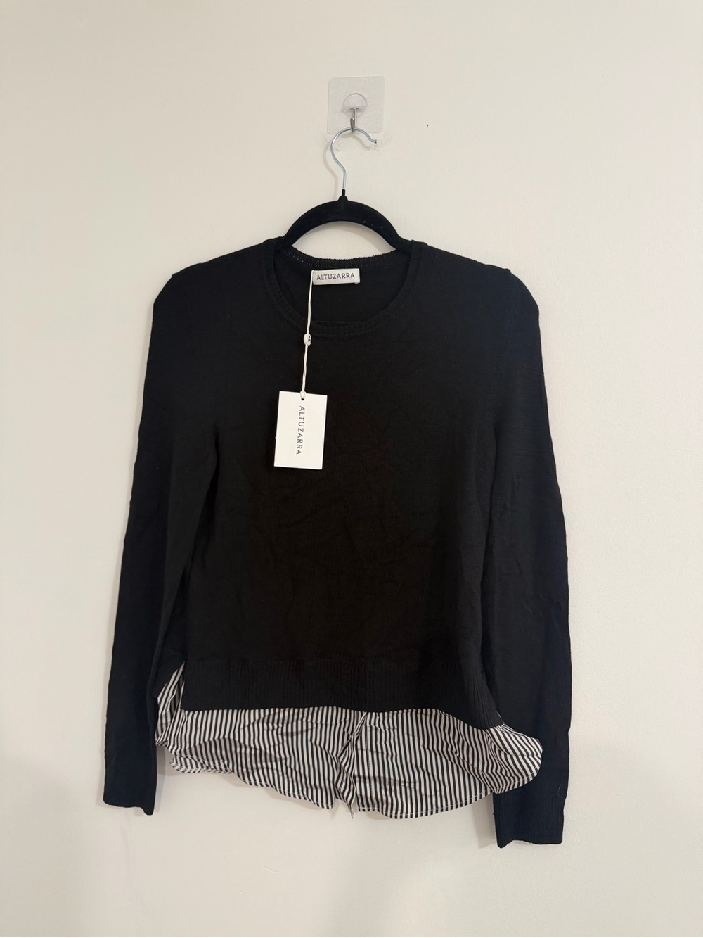 Nwt $995 Altuzarra Black Layered wool Sweater Top sz XS